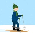 Boy child skiing winter sport illustration vector